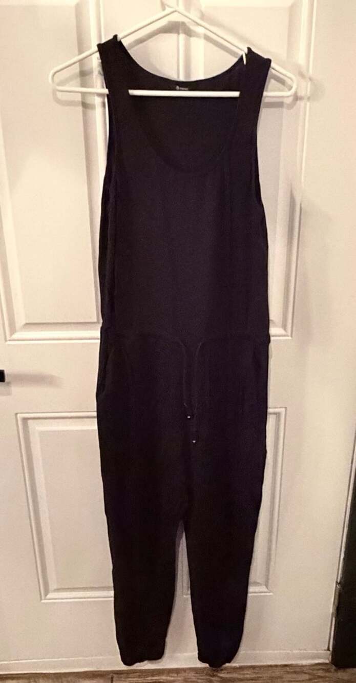 MPG Jumpsuit Medium Black Scoop Neck Tank Drawstring Pockets